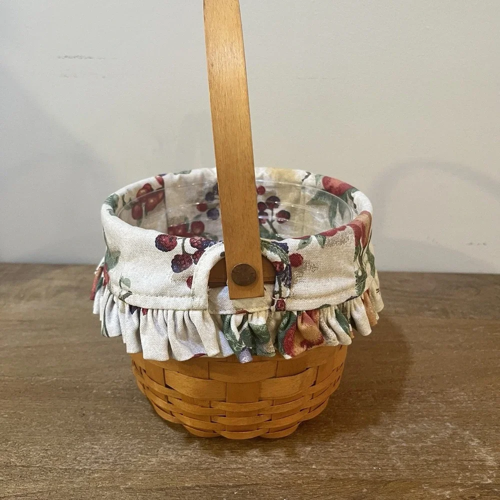 Longaberger 2000 Small Fruit Basket Fruit Medley Liner Protector Handwoven USA